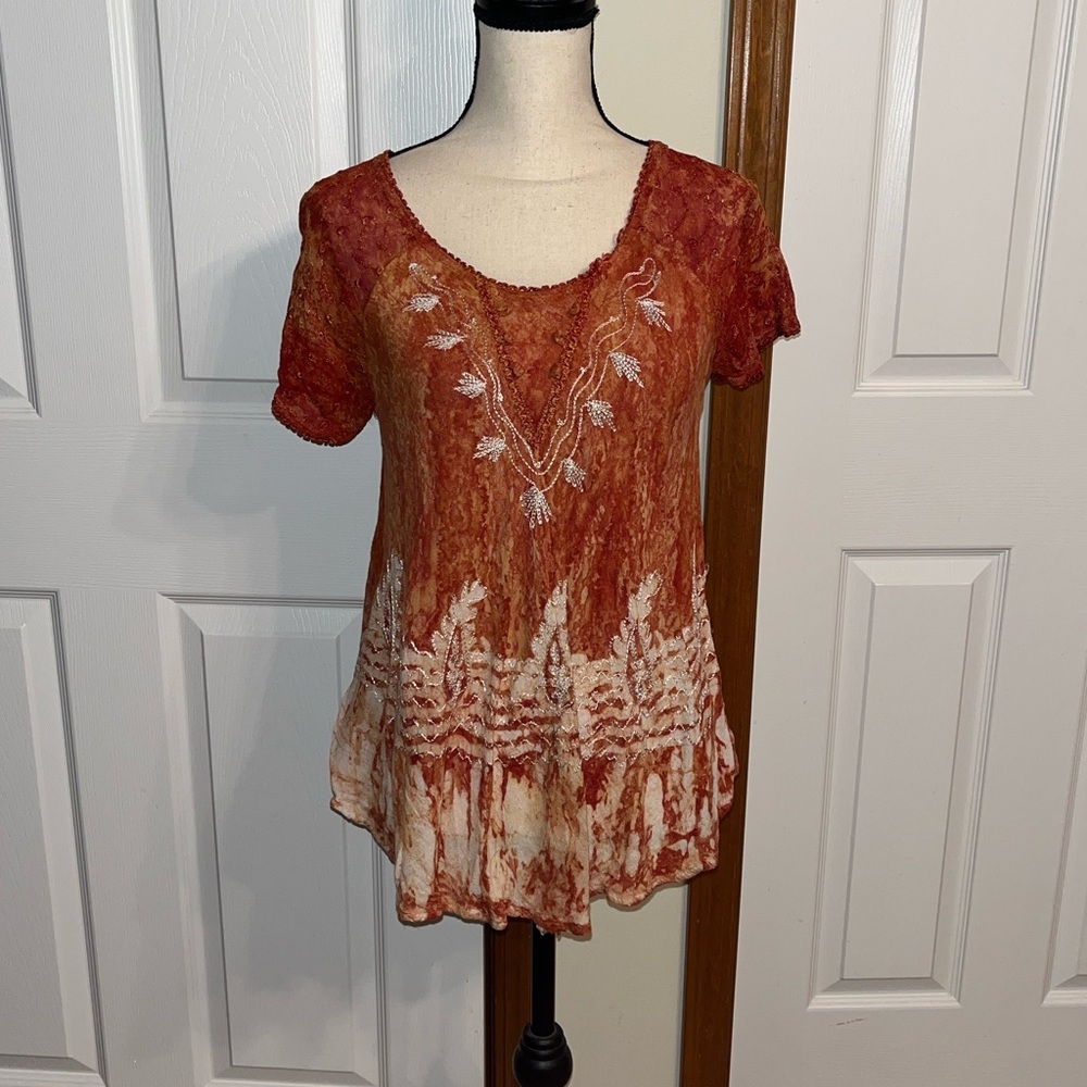 Fashion Terminal Orange Boho Top